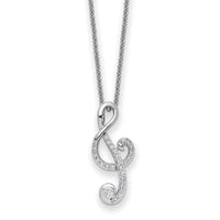 Sterling Silver Rhodium-plated CZ Music 18in Necklace