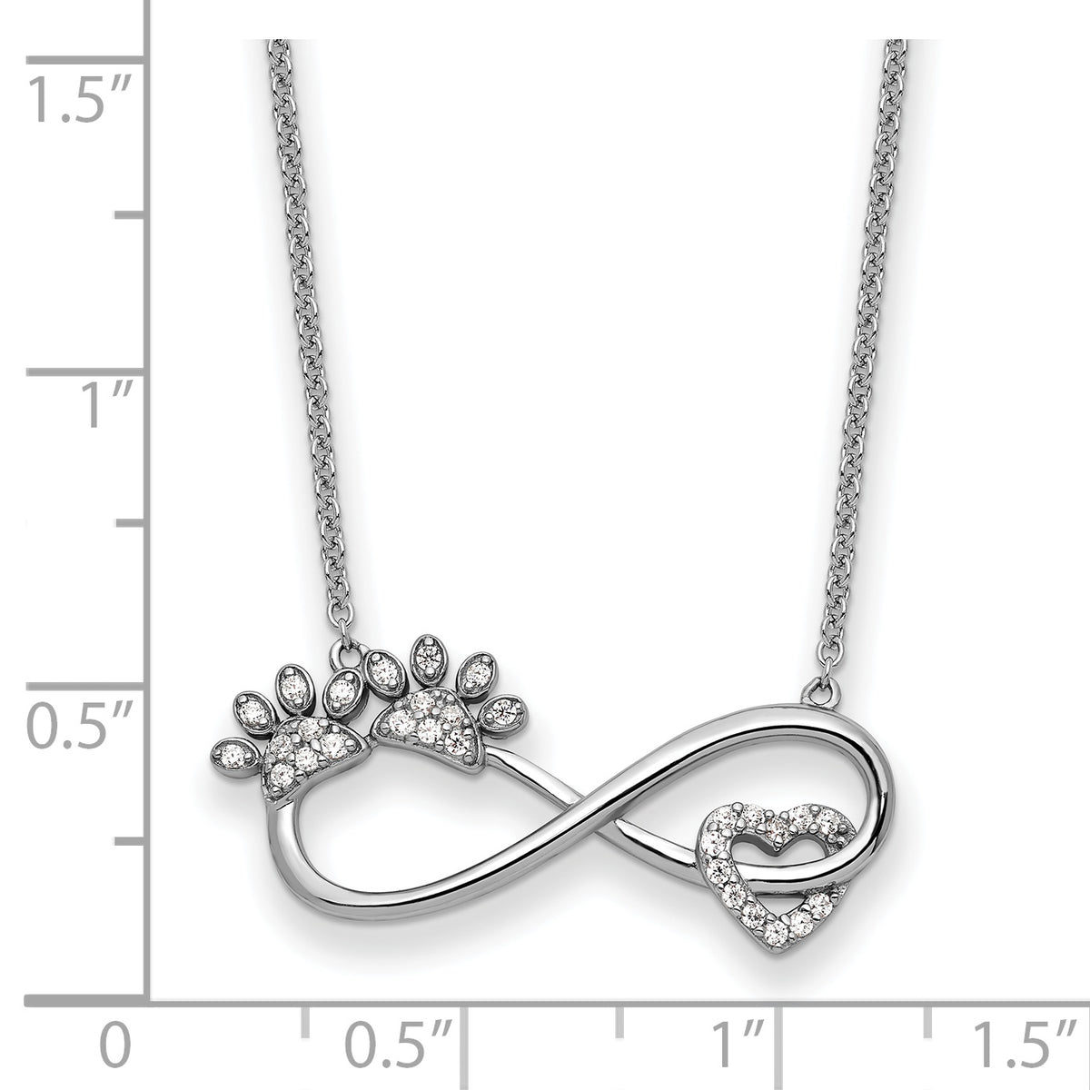 Sterling Silver Rhodium-plated CZ Furr Ever 18 in Necklace