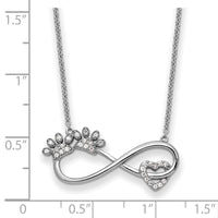 Sterling Silver Rhodium-plated CZ Furr Ever 18 in Necklace