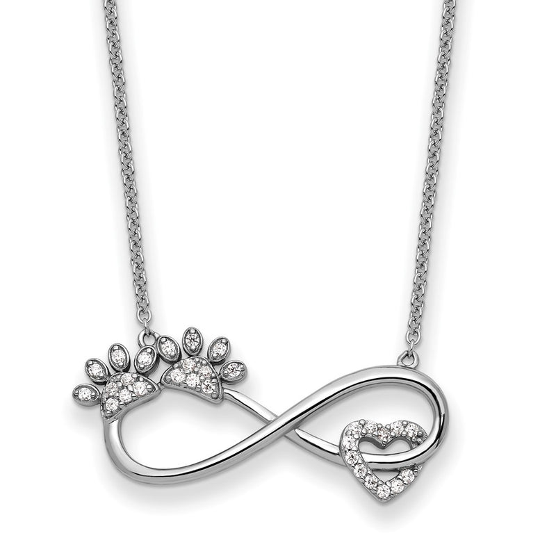 Sterling Silver Rhodium-plated CZ Furr Ever 18 in Necklace