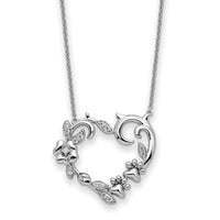 Sterling Silver Rhodium-plated CZ My Special Pet Heart 18in Necklace