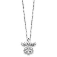 Sterling Silver Rhodium-plated CZ Earth Angel 18in Necklace