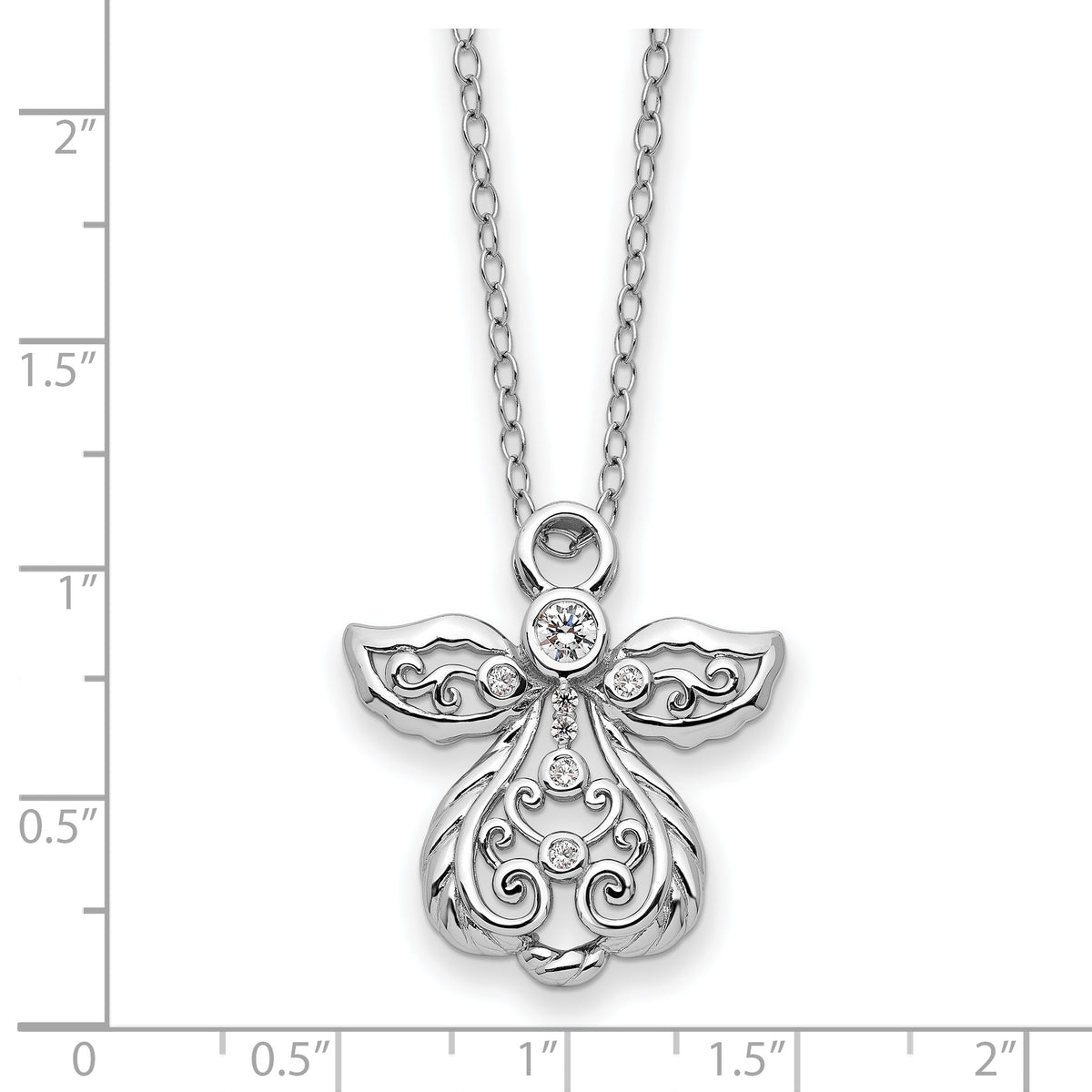 Sterling Silver Rhodium-plated CZ Earth Angel 18in Necklace