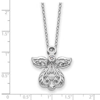 Sterling Silver Rhodium-plated CZ Earth Angel 18in Necklace