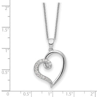 Sterling Silver Rhodium-plated CZ Friendship Heart 18in Necklace