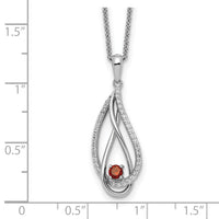 Sterling Silver RH-plated Jan CZ Always in Heart Birthstone 18in Necklace