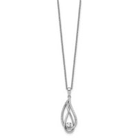 Sterling Silver RH-plated Apr CZ Always in Heart Birthstone 18in Necklace