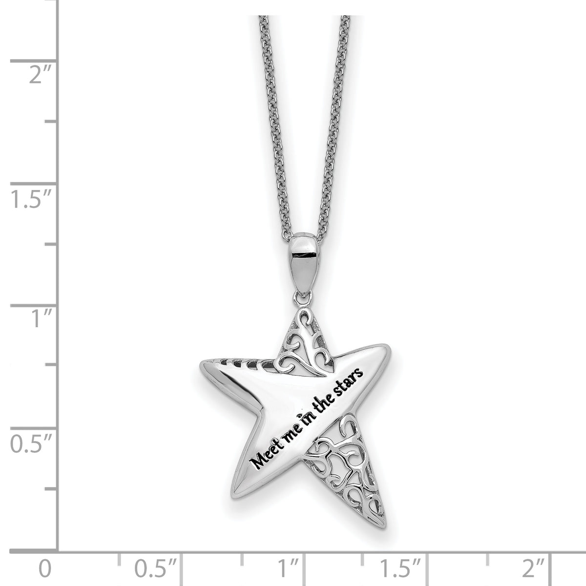 Sterling Silver Rhodium-plated Antiqued Meet Me in the Stars 18in Necklace