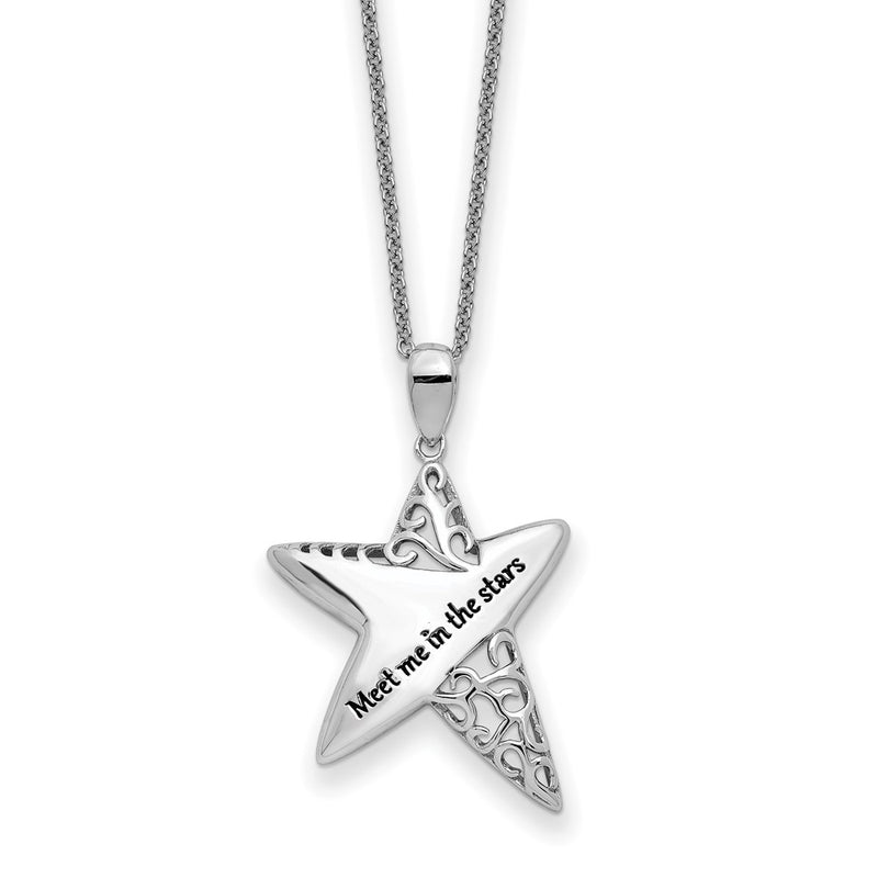 Sterling Silver Rhodium-plated Antiqued Meet Me in the Stars 18in Necklace