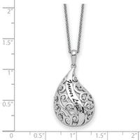 Sterling Silver RH-plated Antiqued CZ Loved Forever Missed 18in Necklace