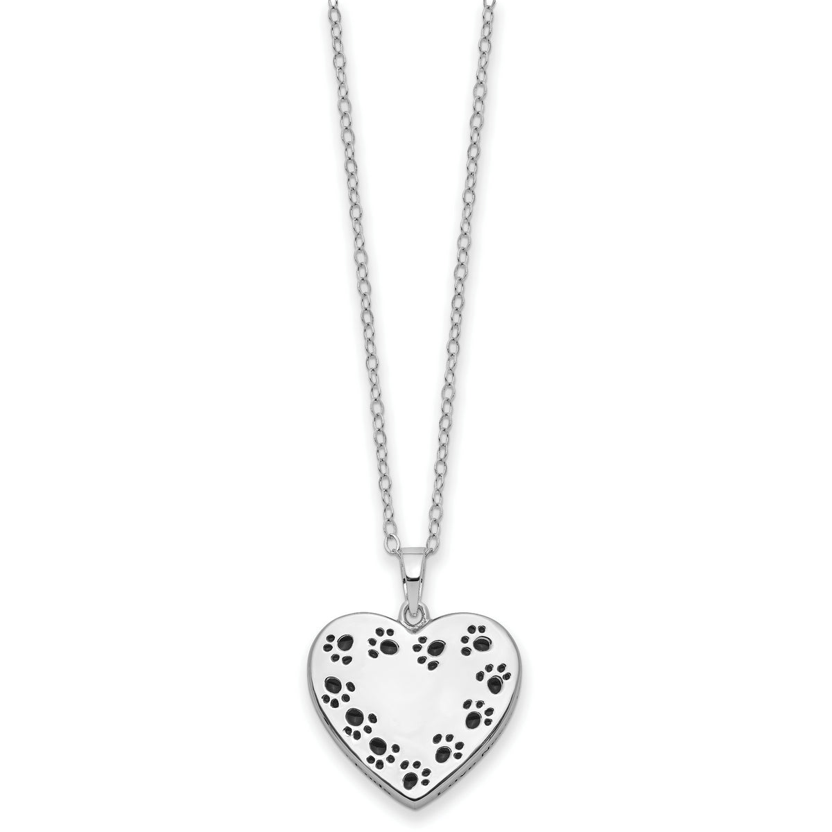 Sterling Silver Rhodium Antiqued Love Nvr Ends Pet Ash Holder 18in Necklace