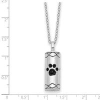 Sterling Silver Rhodium Antiqued Paws Cylinder Ash Holder 18in Necklace