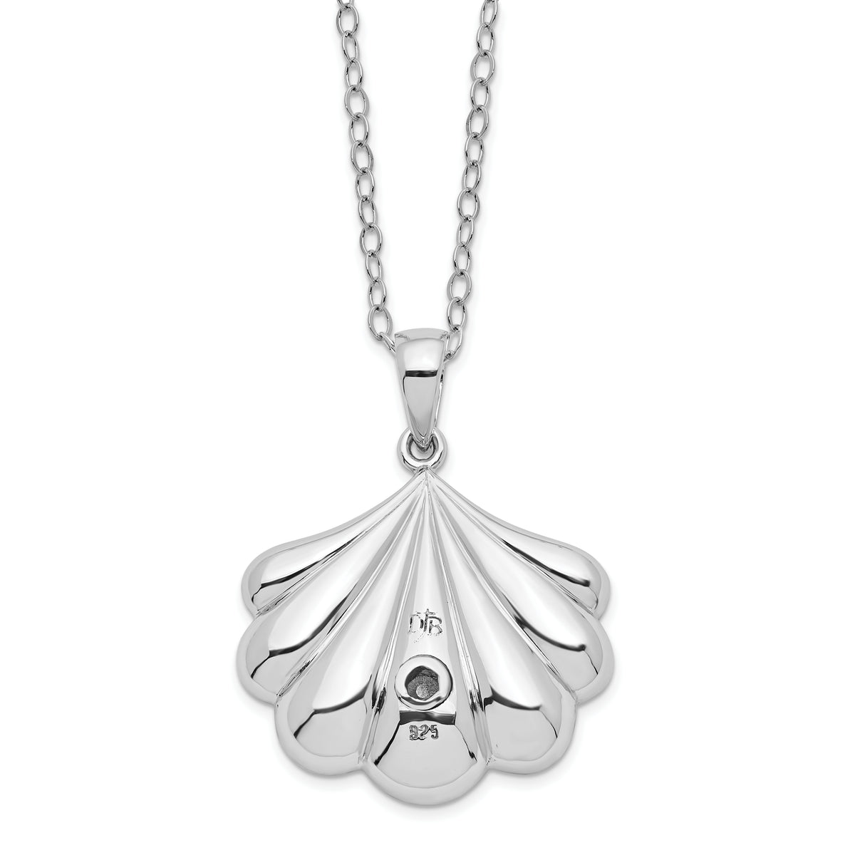 Sterling Silver Rhodium-plated Shell Ash Holder 18in Necklace