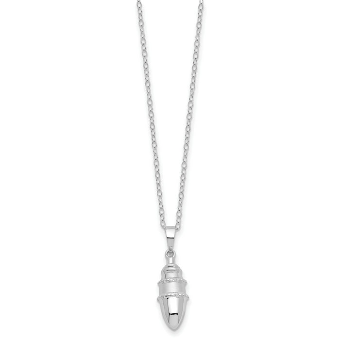 Sterling Silver Rhodium-plated Beaded Bulb Shaped Ash Holder 18in Necklace