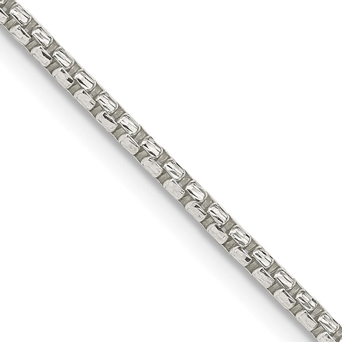 Sterling Silver 2mm Diamond-cut Round Box Chain