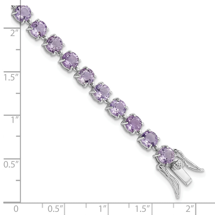 Sterling Silver Rhodium-plated Polished 5mm Amethyst Stone Bracelet