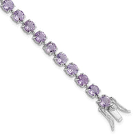 Sterling Silver Rhodium-plated Polished 5mm Amethyst Stone Bracelet