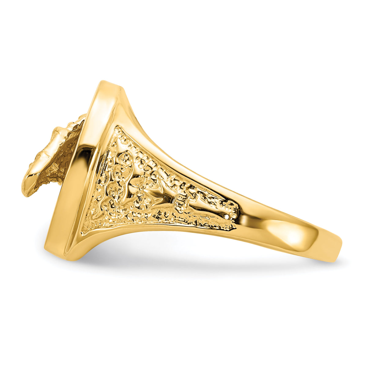 14k Polished Horseshoe with Horse in Center Ring-R1