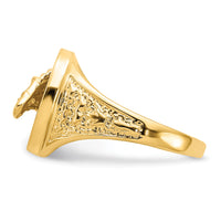 14k Polished Horseshoe with Horse in Center Ring-R1