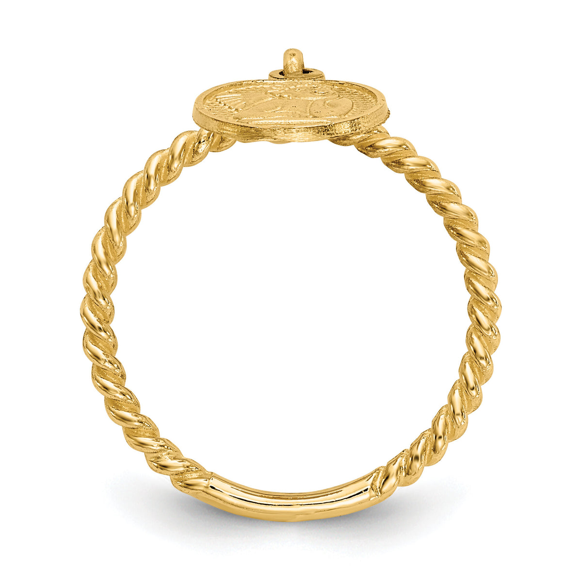 14k Polished Angel Dangle Charm Child's Ring-R121