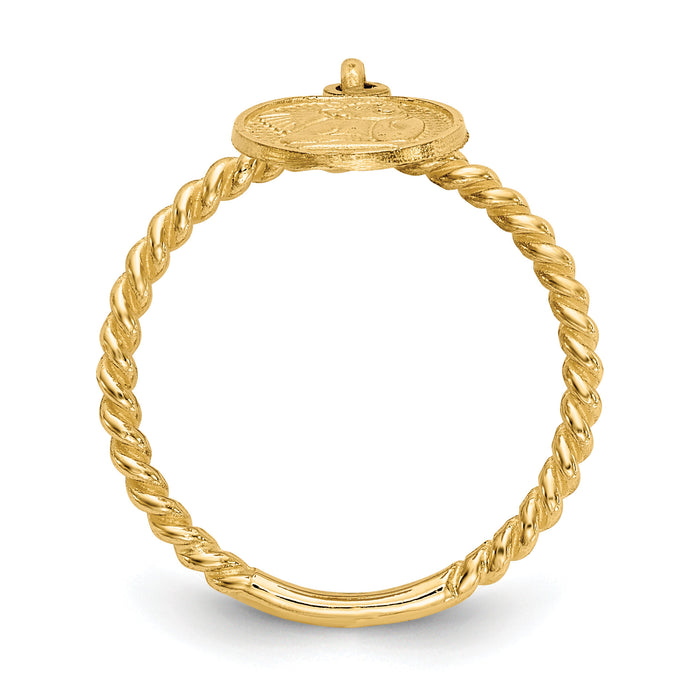 14k Polished Angel Dangle Charm Child's Ring-R121