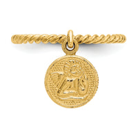 14k Polished Angel Dangle Charm Child's Ring-R121