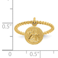 14k Polished Angel Dangle Charm Child's Ring-R121