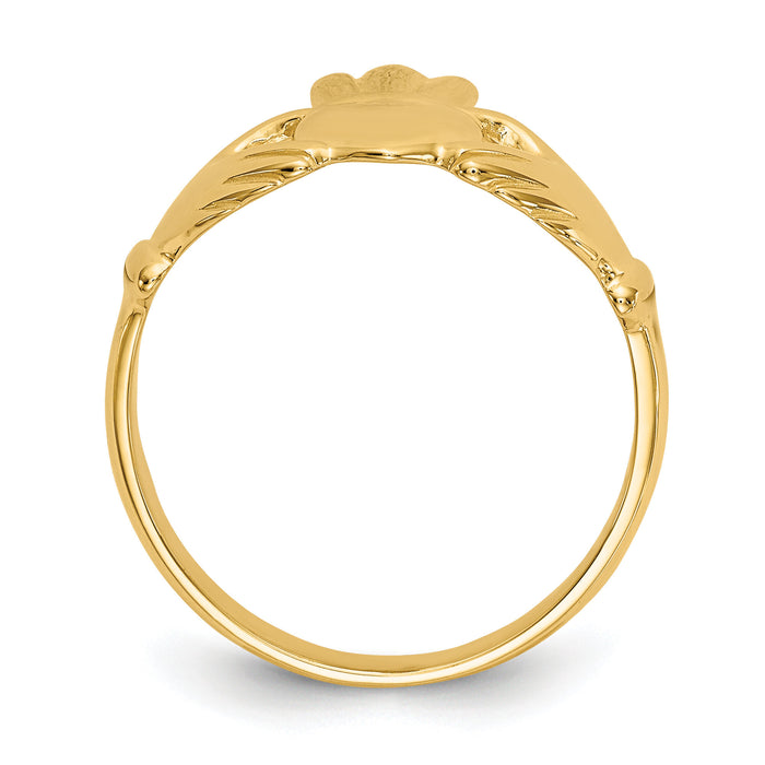 14k Polished Claddagh Ring-R122