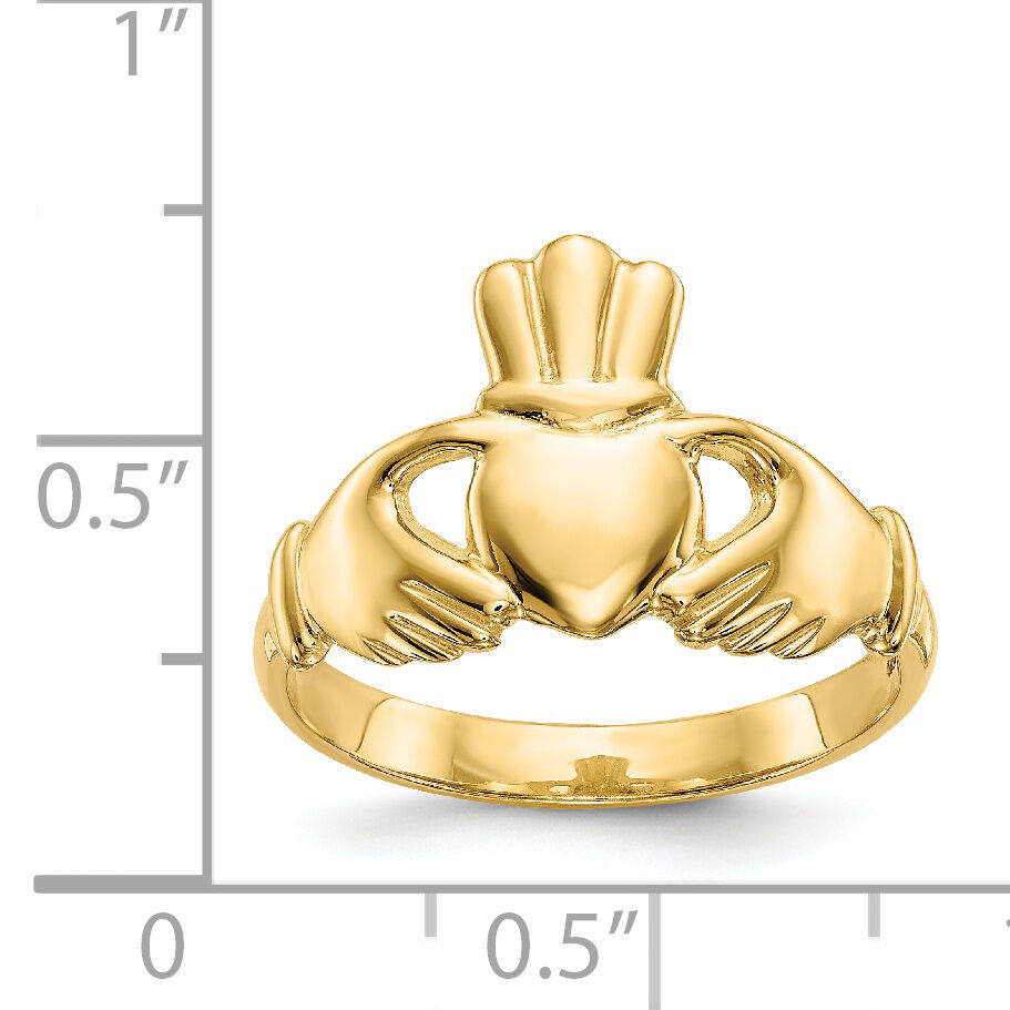 14k Polished Claddagh Ring-R122