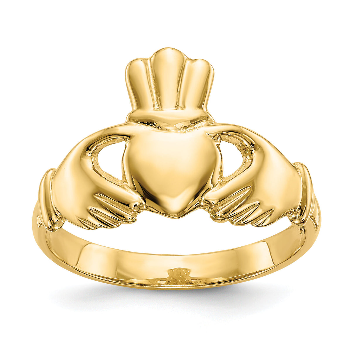 14k Polished Claddagh Ring-R122