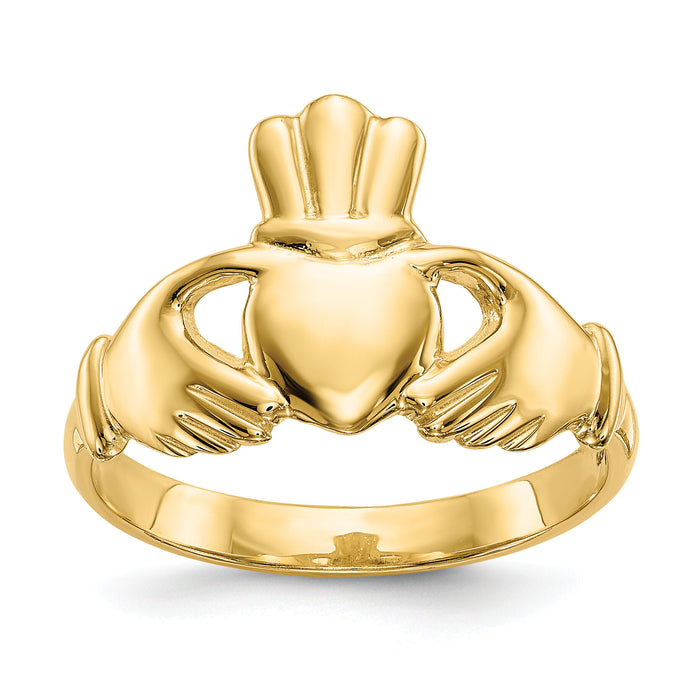 14k Polished Claddagh Ring-R122