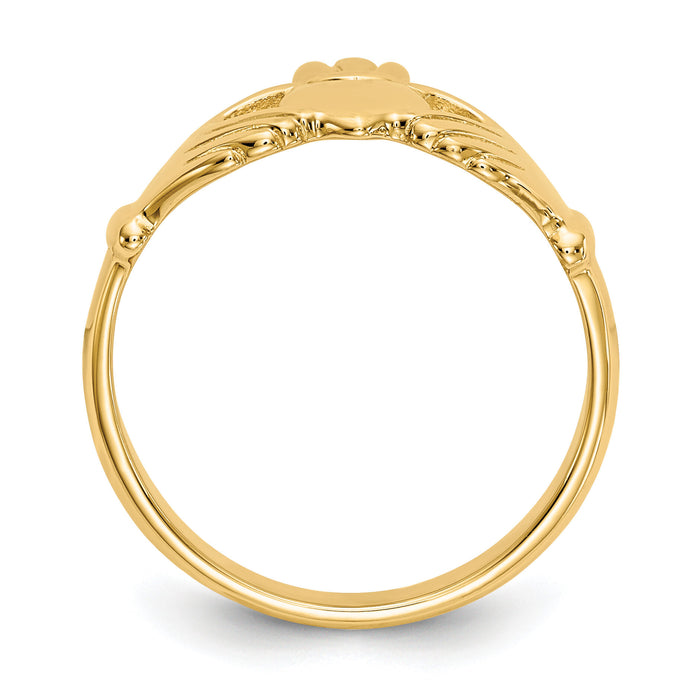 14k Polished Claddagh Ring-R123