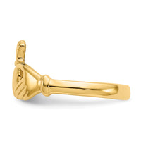 14k Polished Claddagh Ring-R123