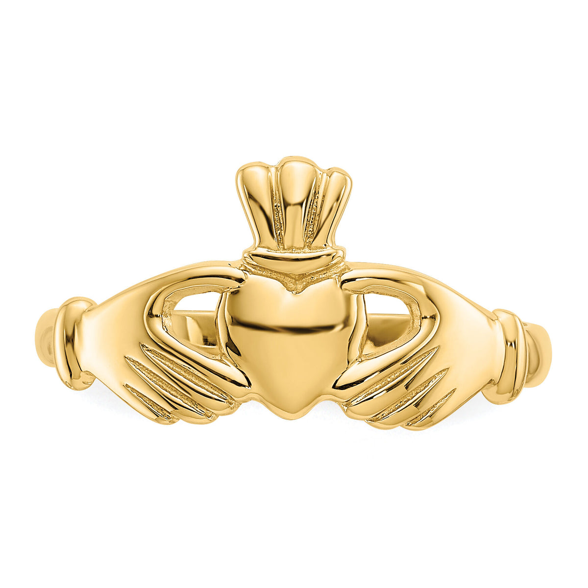 14k Polished Claddagh Ring-R123