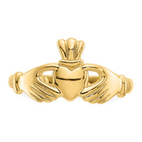 14k Polished Claddagh Ring-R123