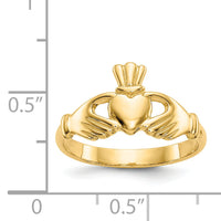 14k Polished Claddagh Ring-R123