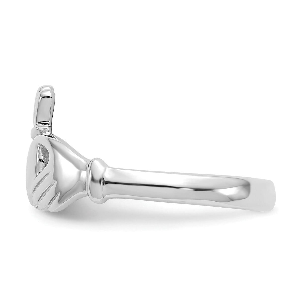 14K White Gold Polished Claddagh Ring-R123W