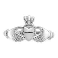 14K White Gold Polished Claddagh Ring-R123W
