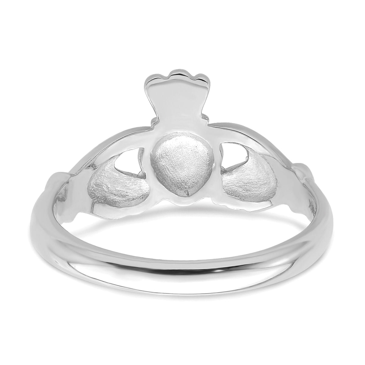 14K White Gold Polished Claddagh Ring-R123W