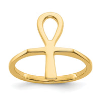 14k Polished Ankh Egyptian Cross Ring-R1322