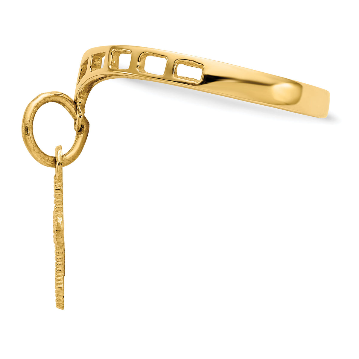 14k Polished Cross Dangle Charm Ring-R133