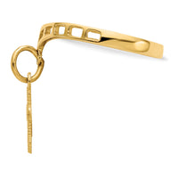14k Polished Cross Dangle Charm Ring-R133