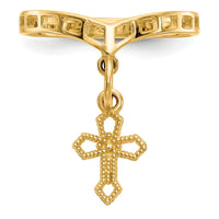 14k Polished Cross Dangle Charm Ring-R133