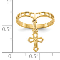 14k Polished Cross Dangle Charm Ring-R133