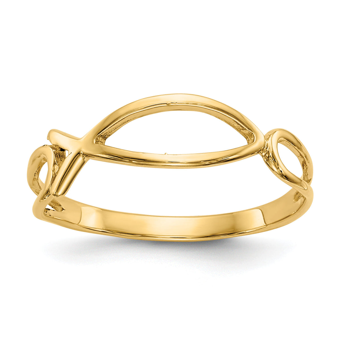 14k Polished Ichthus Fish Ring-R135