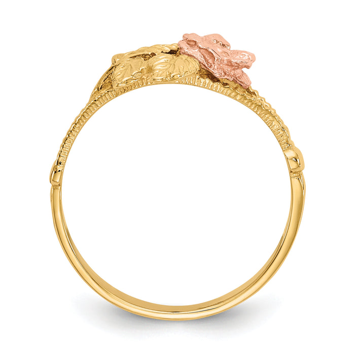 14k Two-tone Diamond-Cut Rose Ring-R144