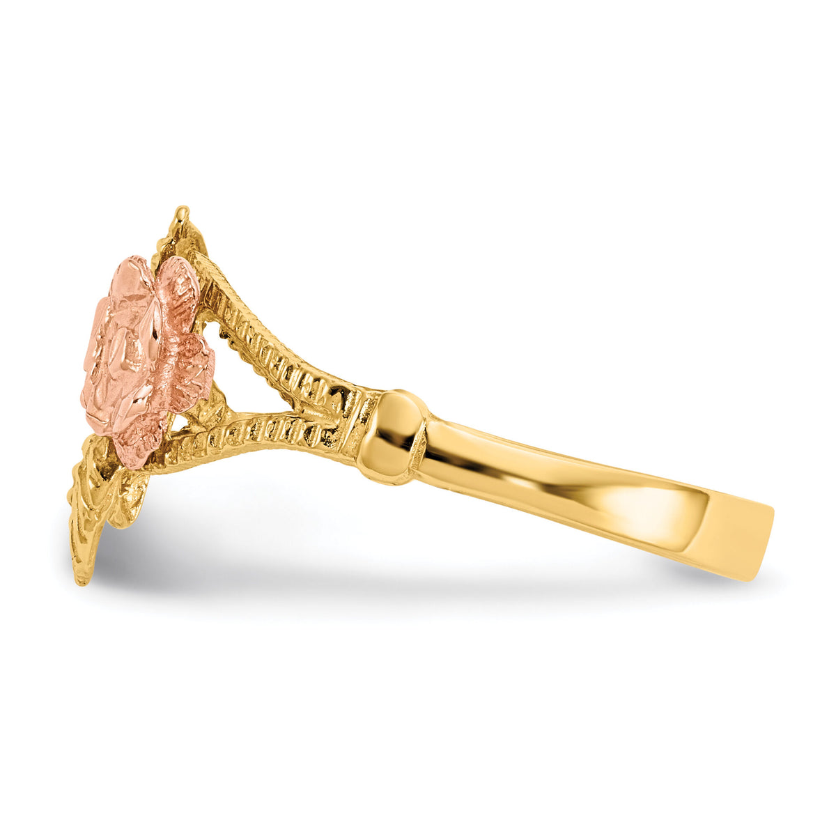 14k Two-tone Diamond-Cut Rose Ring-R144