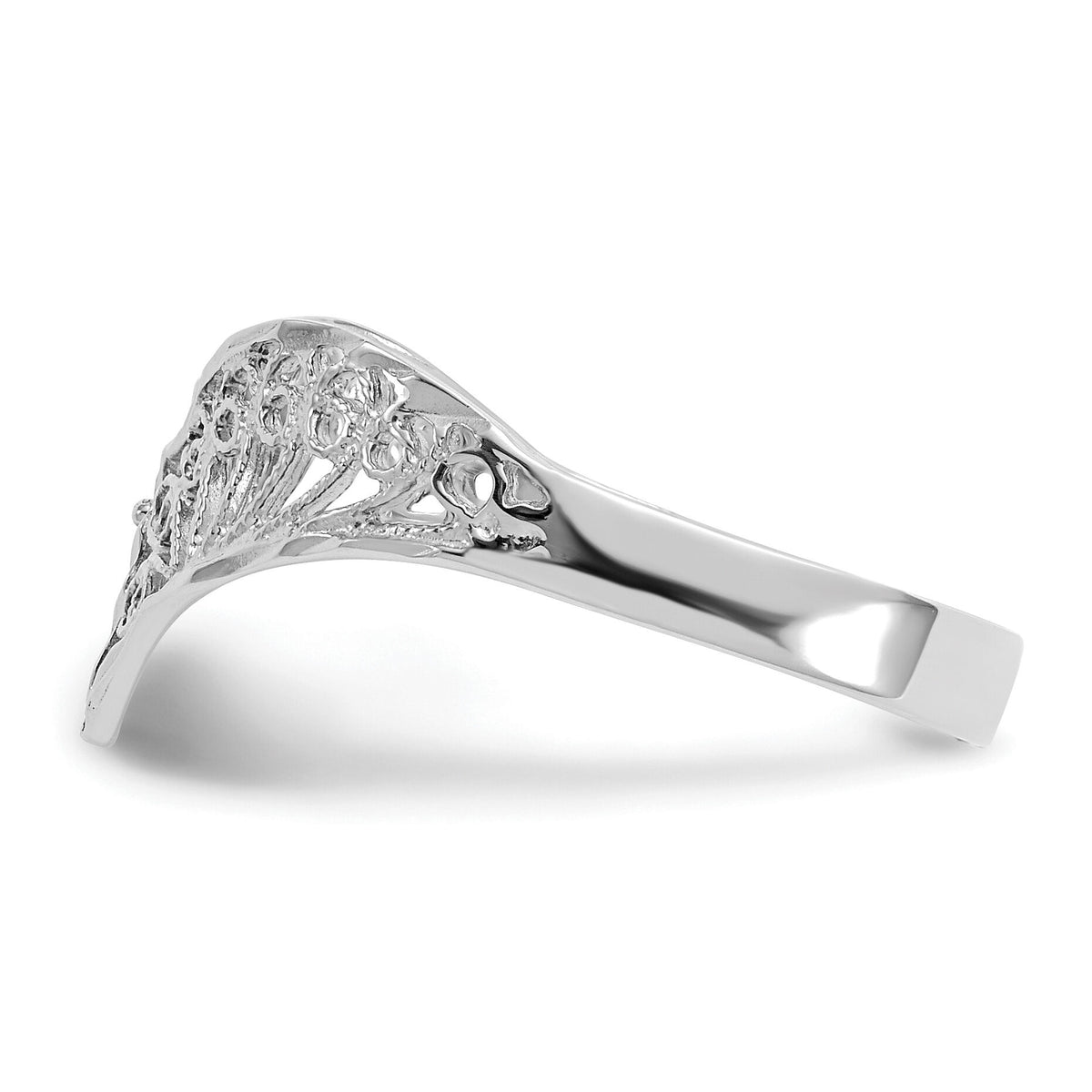 14k White Gold Diamond-Cut Filigree Ring-R163W