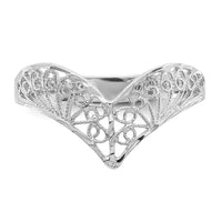 14k White Gold Diamond-Cut Filigree Ring-R163W