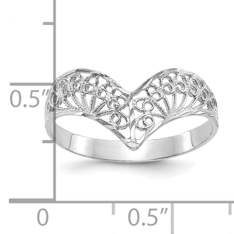 14k White Gold Diamond-Cut Filigree Ring-R163W